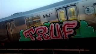 graffiti n train car 5176 pulled into 30th avenue at 6:15 a.m. this morning