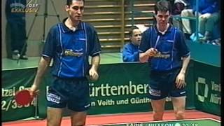 Tischtennis Bundesliga: Philippe Saive Peter Nilsson vs Petr Korbel Steffen Fetzner Dec 1998