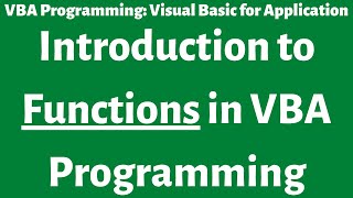 Introduction to Functions | Excel VBA | Visual Basic for Application