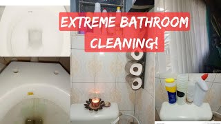 How I Clean an extremely Stained Toilet & Curtain Refresh!!!!