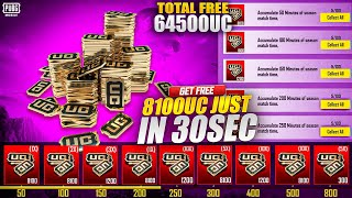 OMG 😱 Total Free 64500Uc | Get Free 8100 Free Just In 30Sec | New Free Uc Event | Pubgm