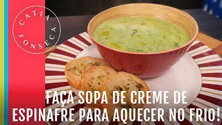 Faça sopa de creme de espinafre para aquecer no frio!!