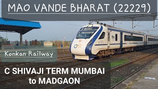 Vande Bharat Express Crusing at Veer Railway Station | Konkan Railway | 22229 | Mumbai - Madgaon