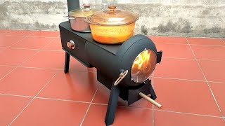 Extremely efficient multi purpose wood stove made from old gas cylinders