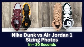 Nike Dunk vs Air Jordan 1 Sizing Comparison Photos in Under 30 Seconds