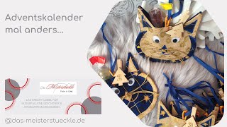 Adventskalender Säckchen Katze zum selbst befüllen gold blau nachhaltig handgefertigt