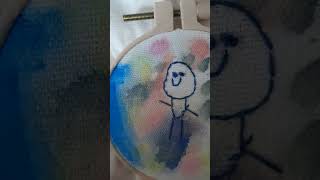 Broderie aquarelle réalisée par un enfant de 5 ans pour la fêtes des pères