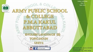 Grade II Week 3-4 English language Topic Noun