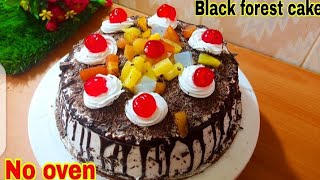 Black forest cake by food with iqra/Without oven cake recipe/chocolate cake very soft and simple.