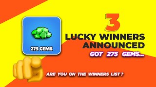 275 Gems 3 Lucky winners Got Giveaway Check Now! #stumbleguys #giveaway #luckywinner