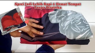 CARA MELIPAT SPREI KARET SUDUT AGAR LEBIH RAPI & HEMAT RUANG || MELIPAT SEPREI TANPA DISETRIKA