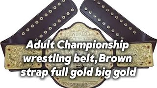 WWE Fandu Adult Championship wrestling belt, Brown strap big gold