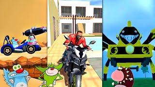 Rainbow Friends Choo Choo Charles Vs Indian Bike Driving 3d Vs Oggy Racing 3d Gameplay Ft.Oggy&Jack