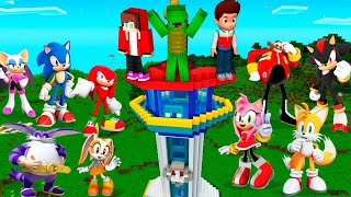 ALL SONIC CHARACTERS vs Security paw patrol House in Minecraft Challenge Maizen JJ and Mikey