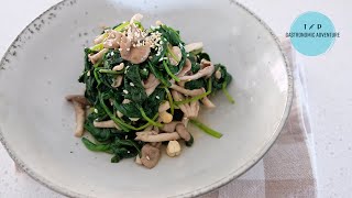 Shimeji & Spinach Salad with White Miso Sauce