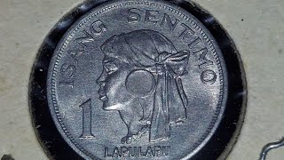 1968 🇵🇭 PHILIPPINES ISANG SENTIMO 1 CENT 👨 LAPULAPU 🌊 🪙 💰 👍 👌 😃