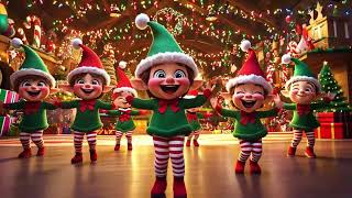 Adorable Christmas Dance Party: Cute Cartoon Elves in a Holiday Wonderland