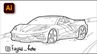 FERRARI CAR line art Coloring book tutorial