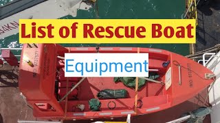 List of Rescue Boat equipment as per SOLAS requirements.