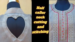 Easy half collar neck cutting and stitching! #design#caller