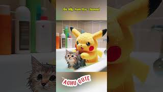 Pikachu chăm sóc mèo con #Pikachucute