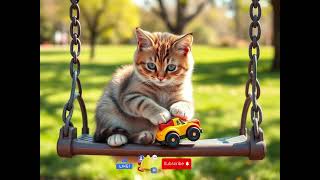 Cat Plays with a Toy Car on a Swing | Cute & Funny Cat Video