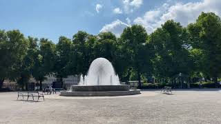 Timelapse over beautiful fountain Maskrosbollen. 4k