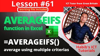 Lesson 61: AVERAGEIFS function in Excel | Find the average value by using many criterias in excel