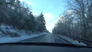 Dan driving up Route 52 to the overlook near Ellenville NY, Feb. 8, 2022.