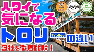 【気になってた‼️】これで完璧ハワイらしいトロリー3社を完全比較！🚌ルートの違い、料金、特徴。知っておきたい事実「ワイキキトロリー、ハイバス、レアレアトロリー」無料トロリーANAエクスプレスバス