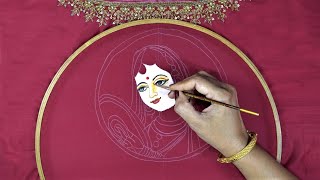 Tanjore Style Fabric Painting #73 l Beautiful Queen with Mirror Painting Step-by-Step process