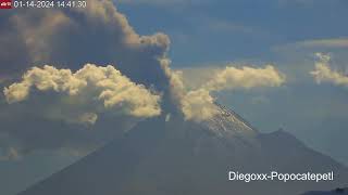 Continúa Actividad Del #Volcan #Popocatépetl durante está tarde Texmelucan-Puebla 14-Enero-2024