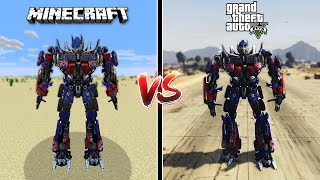 MINECRAFT OPTIMUS PRIME VS GTA 5 OPTIMUS PRIME - WHO IS BEST?