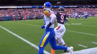 CHICAGO BEARS GET A HUGE INTERCEPTION IN THE RED ZONE AGAINST THE  LA RAMS!