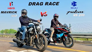 hero mavrick 440 vs bajaj pulsar rs 200 | drag race | shocking results 😱