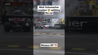 Mick Schumacher crashes 😨 in Monaco GP #formula1 #schumacher #monacogp #haas