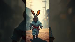 AI generated ninja rabbit walking in a small town #shorts