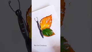 Butterfly painting with Leaf 😱🍃#shorts #painting #art #paintinghacks #song #bmartcreations #drawing