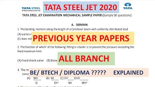 TATA STEEL JET 2020 QUESTION PAPER || EVERY BRANCH