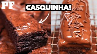 Brownie de BRIGADEIRO: recheado e com casquinha de chocolate