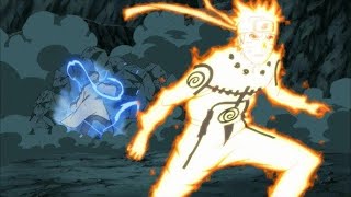 Naruto shows the Nine Tails chakra form in front of the Shinobi Alliance