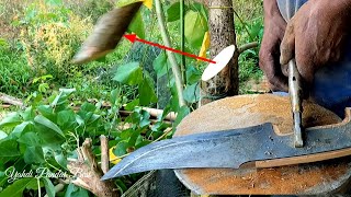 membuat pisau survival super tajam dari mata gergaji kayu bekas