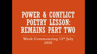 Remains Part Two: AQA GCSE English Literature Power & Conflict Poetry Anthology