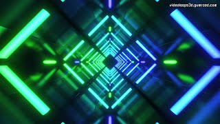 Rhombus Tunnel with Green & Blue Neons - 4K - #VIDEO #BACKGROUND - #VJ LOOP 153