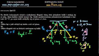 fpe112 - Kulki na niciach - siły elektryczne - Zadanie z fizyki - filoma.org