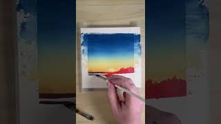 Colorful sunset painting in gouache #shorts #artshorts #painting #landscapepainting  #gouache