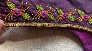 Most pretty aari work on stitched blouse using normal needle! 2023 #simpleaari