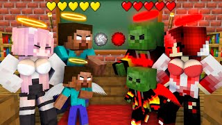 Monster School : STRONG DEVIL FAMILY VS ANGEL ZOMBIE FAMILY - Minecraft Animation