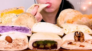 ASMR🥯쫀딕~빵 카라멜토피넛 블루베리 황치즈 크림치즈 밤팥완두 디저트 먹방 Chewy Creamcheese Bread Dessert Mukbang