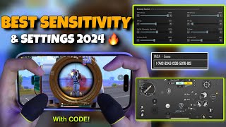 NEW😱BEST SENSITIVITY & SETTINGS 2024🔥| 4 Finger Claw Gyroscope | PUBG MOBILE